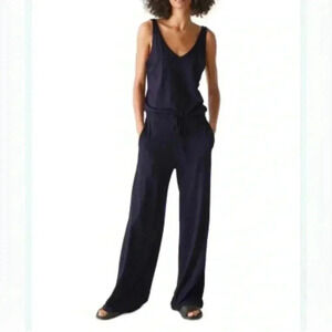 Michael Stars double-V jersey wide leg jumpsuit